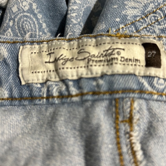 Indigo Saints Denim Light Wash Distressed Shorts and Jacket Set Raw Hem - Picture 5 of 10